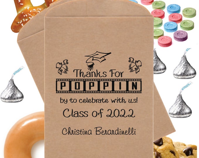 Personalized Graduation Favors Candy Buffet Bags Favor Bags Donut Cookie Popcorn Gift Bags