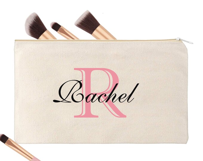 Personalized Name Monogram Makeup Bag Wedding Favor Bridesmaid Gift #MB-1010