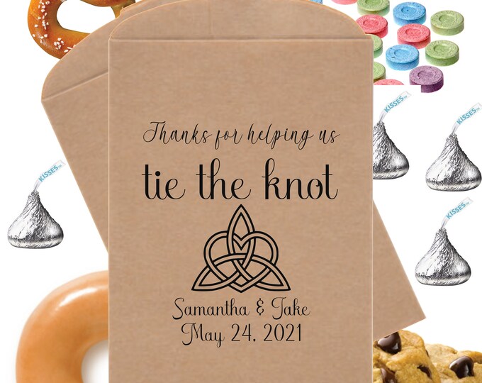 Personalized Celtic Heart Knot Tie The Knot Love Knot Wedding Favor Bag Bridal Shower Thank You Candy Buffet Bags Snack Bar Buffet Treat Bag