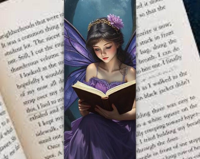 Purple Reading Fairy Bookmark – Magical Fantasy Page Marker - Story Telling bookmark