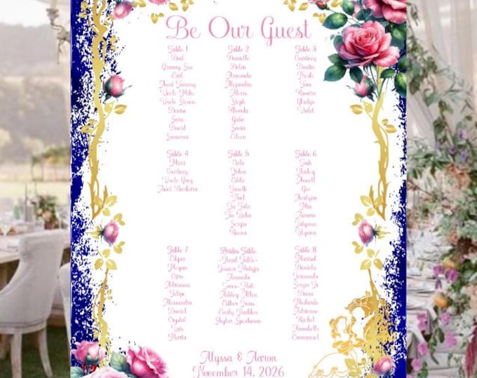 Enchanted Rose Beauty and the Beast Wedding Seating Sign | Wedding Seating Chart Sign | Wedding Seating Chart Poster | lovebirdslane SC-405P