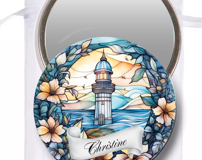 Lighthouse Personalized Pocket Mirrors | Bridal Shower Pocket Mirrors | Baby Shower Gift #CM0809-4