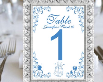 Cinderella Table Numbers Fairtytale Wedding Table Cards
