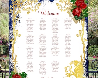 Enchanted Rose Beauty and the Beast Wedding Seating Sign | Wedding Seating Chart Sign | Wedding Seating Chart Poster | lovebirdslane SC-405P