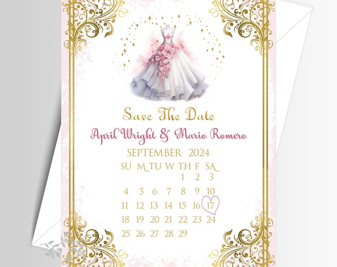 Fairytale Castle Save The Date Invite Save The Date Invite | Wedding Invitation | Calligraphy Wedding Invitation | Lovebirdslane #I-0704-8