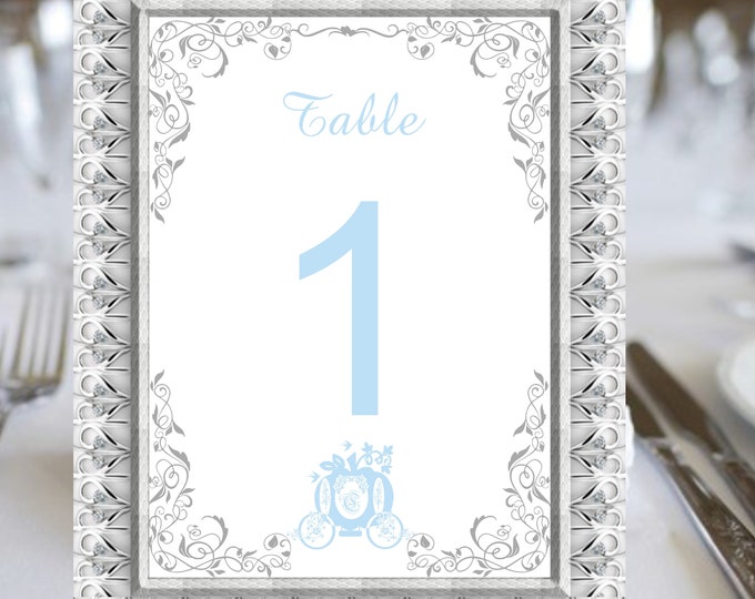 Cinderella Table Numbers Sweet 16 Birthday Table Cards Cinderella Carriage Table Cards