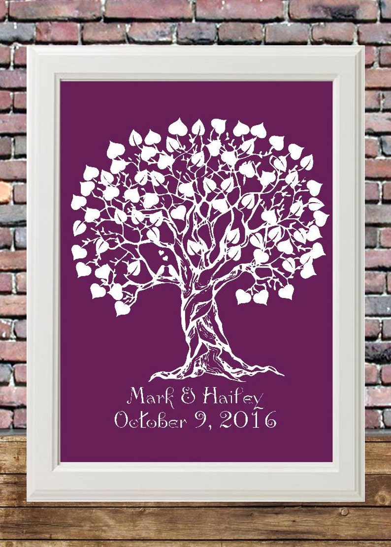 Modern Keepsake Signature Heart Wedding Tree Guestbook Alternative Rustic Wedding Sign Ready to Hang -lovebirdslane