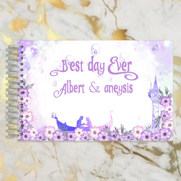 Handmade Best Day Ever Rapunzel Autograph Guestbook Memory Journal or Wedding Guest Book GB423