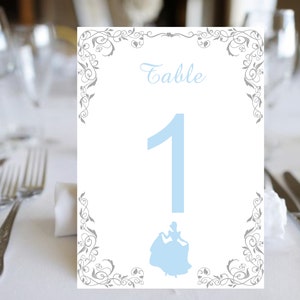 Números de mesa de Cenicienta Tarjetas de mesa para cumpleaños de 16 años