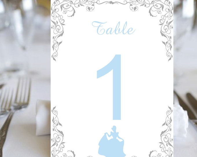Cinderella Table Numbers Sweet 16 Birthday Table Cards