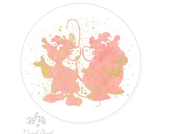 Pink & Gold Cinderella Gus and Jaq Kiss® Candy Sticker | Candy Table Decor | Wedding Candy Labels Envelope Seal