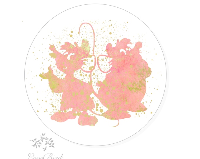 Pink & Gold Cinderella Gus and Jaq Kiss® Candy Sticker | Candy Table Decor | Wedding Candy Labels Envelope Seal