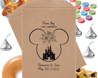 Personalized Mickey & Minnie Castle Wedding Favor Bags Bridal Shower Thank You