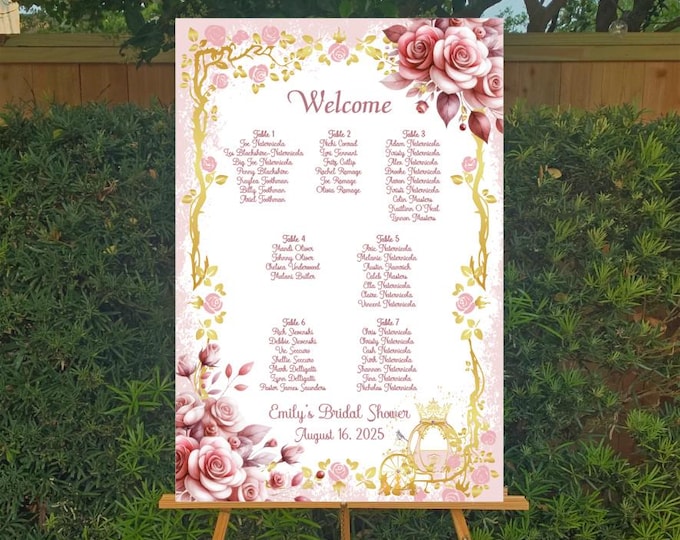 Blush Floral Floral Wedding Seating Sign | Wedding Seating Chart Sign | Wedding Seating Chart Poster | lovebirdslane SC-0723P
