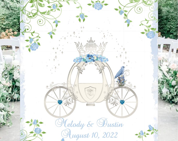 Digital Personalized Fairy Tale Cinderella Carriage Wedding Welcome Sign Quince Birthday Welcome Sign lovebirdslane #WS217D