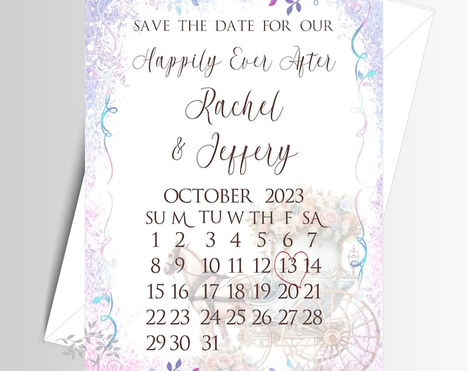 Fairytale Castle Save The Date Invite | Wedding Invitation | Calligraphy Wedding Invitation | Lovebirdslane #I-0704-7