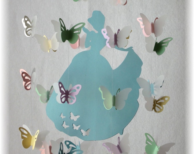 Cinderella Butterfly Mobile - Princess Butterfly Mobile, "Cinderella" bedding, Princess Decor