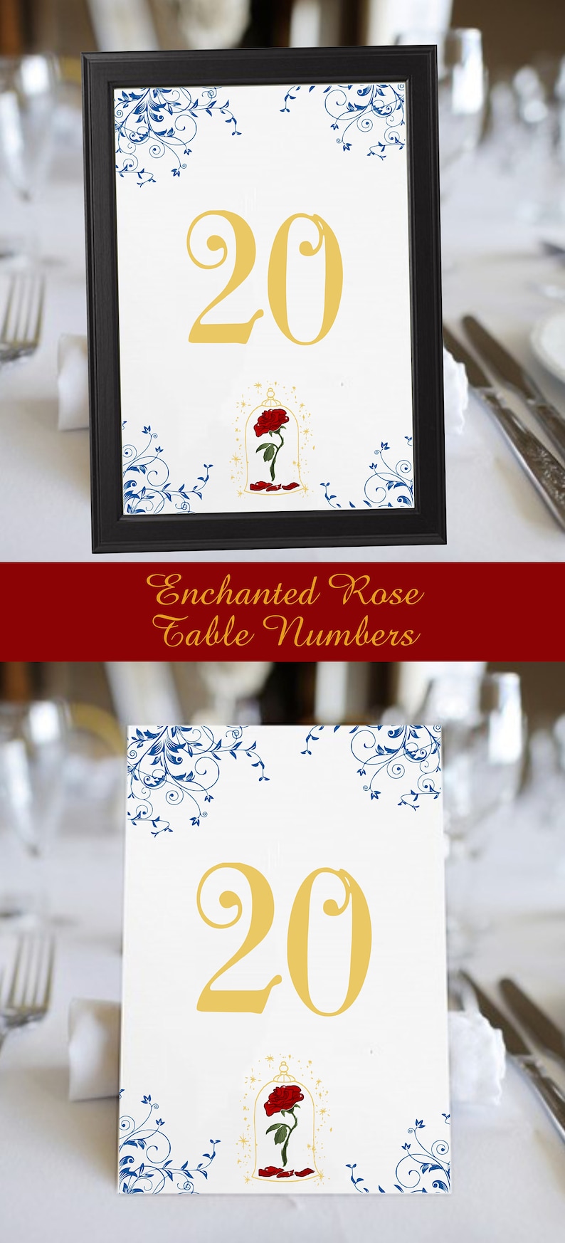 Crimson Enchanted Rose Beauty And The Beast Wedding Table Etsy