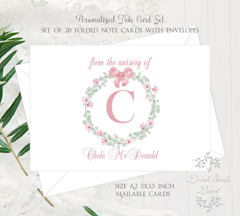 Girl Baby Shower Thank You Cards Personalized Floral Flower Etsy