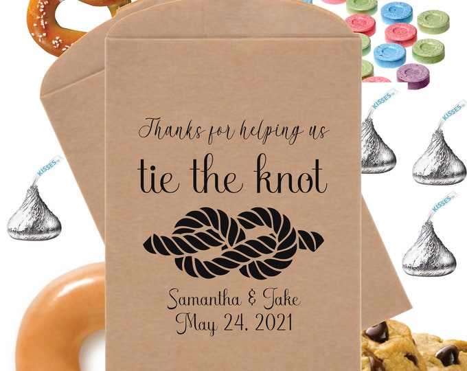 Personalized Tie The Knot Love Knot Wedding Favor Bag Bridal Shower Thank You Candy Buffet Bags Snack Bar Buffet Treat Bags