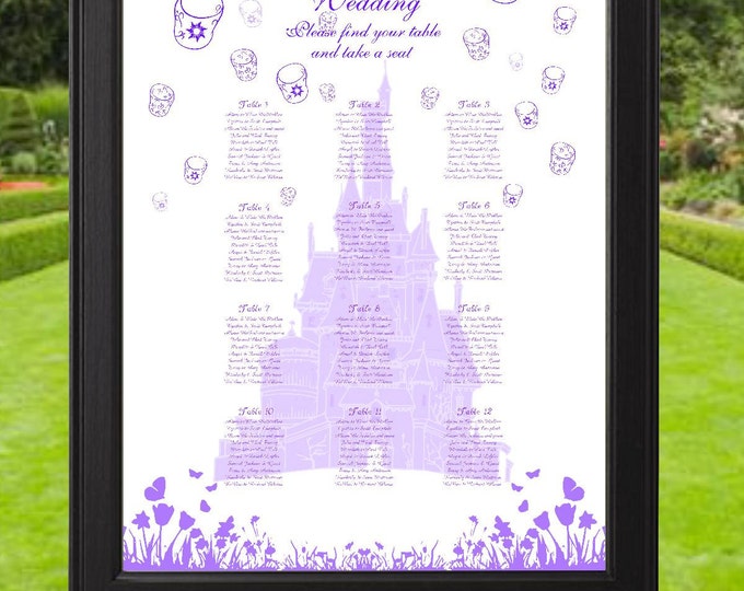 Rapunzel Castel Wedding Seating Table Sign - Rustic Wedding Sign - Wedding Sign - Ready to Hang - lovebirdslane