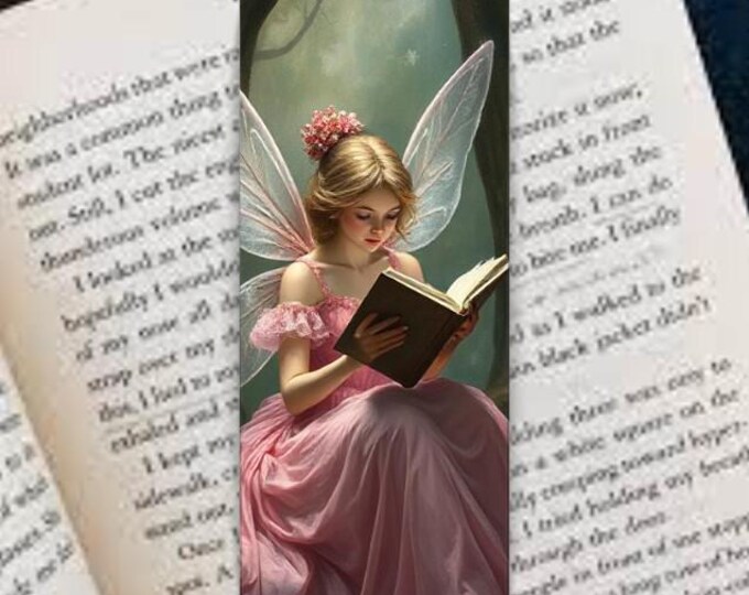 Pink Reading Fairy Bookmark – Magical Fantasy Page Marker