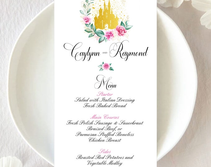 Wedding Menu | Blush Paperie Seating Place Menu | Table Menu Wedding Menu | Fairytale Wedding Guest Menu #220705-4