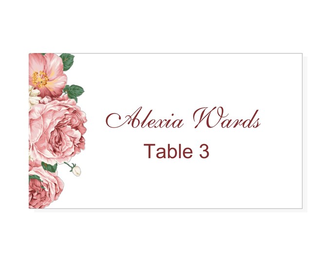 Place Card Vintage Rose Romantic Accent Fairy Tale Princess Wedding Escort Cards Table Seating Reserved Seating Cards #PC-07160-8