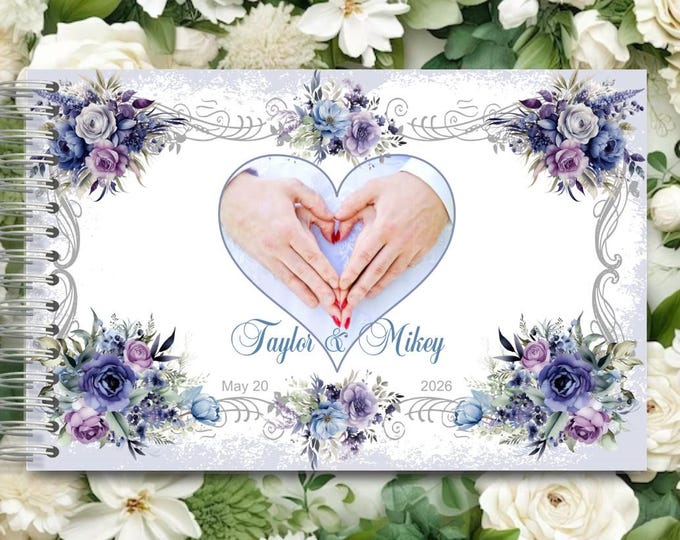 Handmade Floral Wedding Heart Photo Guestbook Personalized Autograph Guestbook Memory Journal or Wedding Guest Book lovebirdslane