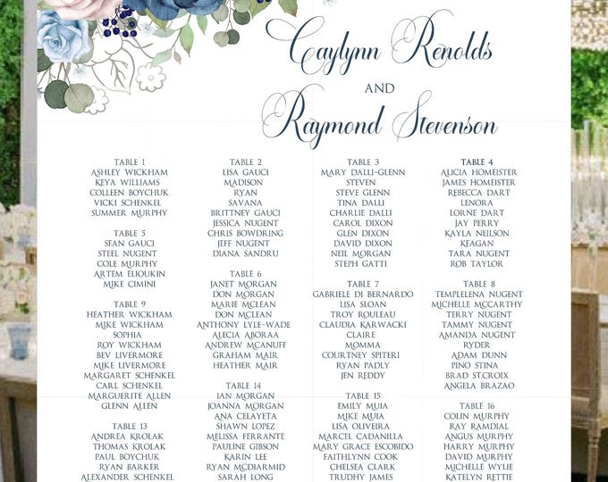 Blue Peony Wedding Seating Table Sign - Rustic Wedding Sign - Wedding Sign - Ready to Hang - lovebirdslane #TC-0923-2