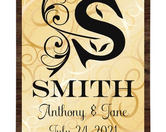 Floral Personalized Monogram Wood Plaque - Wedding Gift- New Home Gift- Anniversary Gift #WP-002