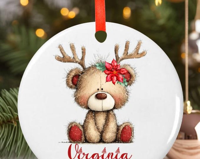 Personalized Baby's First Christmas Ornament | Whimsical Bear 3 Ornament