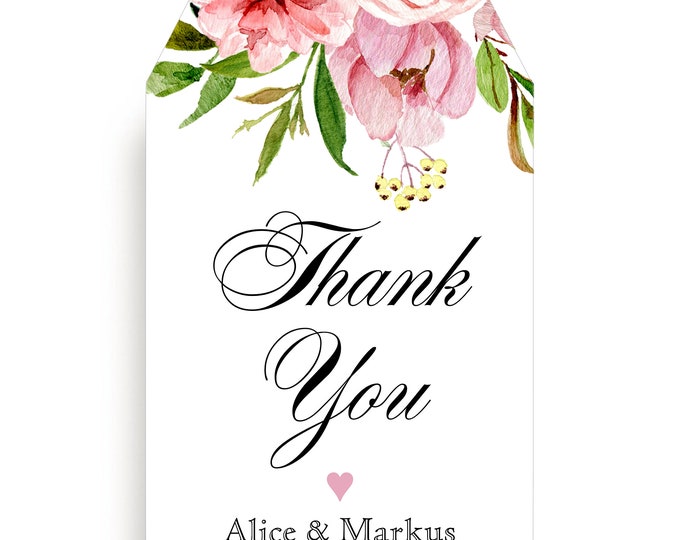 Personalized Gift Tags | Pink Peony Thank You Gift Tags | Personalized Thank You Card #T1230-8