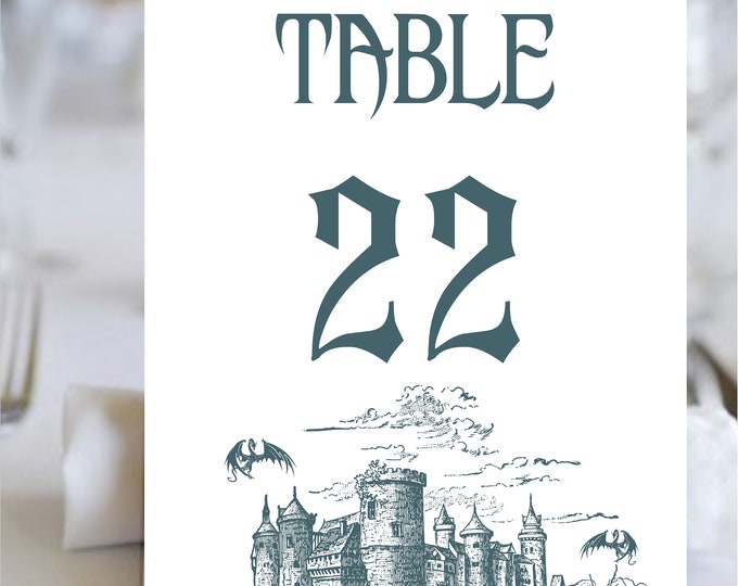 Wizard Medieval Table Numbers - Order Only The Number Of Cards You Need!