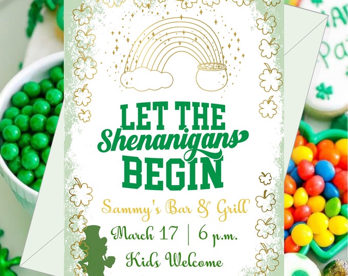 Digital DYI Easy Print St. Patrick's Day Party Invitation | Text Message St. Patrick's Day Party Invitation lovebirdslane #I0304S-D