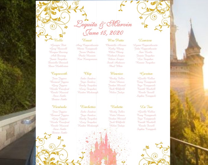 Blush Castle Wedding Seating Table Sign - Rustic Wedding Sign - Wedding Sign - Ready to Hang - lovebirdslane #TC-016
