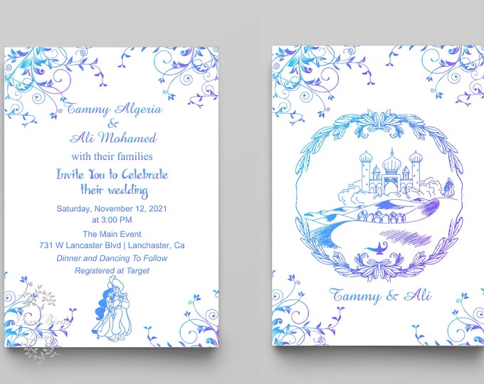 Aladdin Wedding Invitation | Wedding Invitation | Calligraphy Wedding Invitation | Lovebirdslane