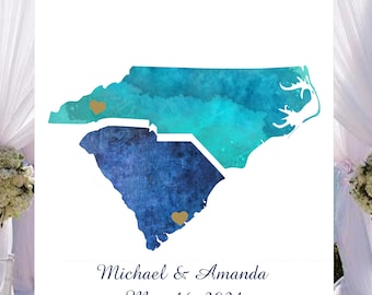 Personalized Modern Wedding Welcome Sign Water Color Love State Map Guest Sign In Book Alternative Wedding Sign #WS-416-2