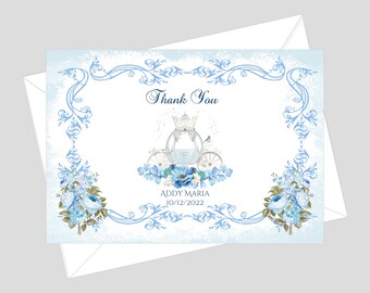 Custom Ramsey - Personalized Cinderella Blue Carriage With Return Address envelopes Item #C0606