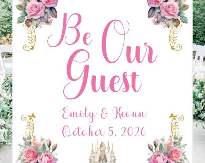 Enchanted Castle Blush Pink Rose Wedding Welcome Sign Guest Book Alternative | Unique Wedding Guestbook |  LovebirdsLane #WS530-1P