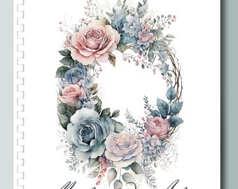 Blush Pink & Blue Rose Botanical Ultimate Wedding Planner 10x11 inches #weddingplanner  WP0804-3
