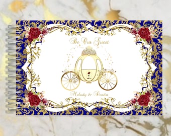 Handmade Beauty and The Beast Enchanted Rose Carriage Personalized Guestbook Memory Journal or Wedding Guest Book lovebirdslane #GB127-0