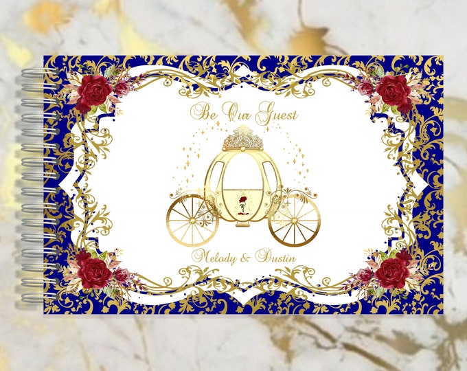 Handmade Enchanted Rose Enchanted Carriage Personalized Guestbook Memory Journal or Wedding Guest Book lovebirdslane #GB127-0