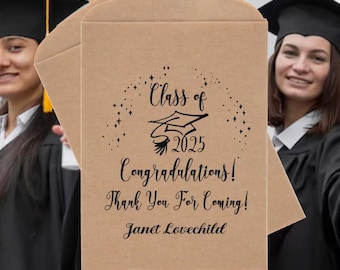 Personalized Class of 2025 Graduation Celebration Favors Bags Fill Then With Donuts Cookie Popcorn #graduationfavors #FB624-1