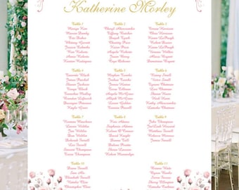 Blush Floral Wedding Seating Chart Sign II – Elegant Reception Seating Poster – Printed Wedding Sign | lovebirdslane SC-07241P