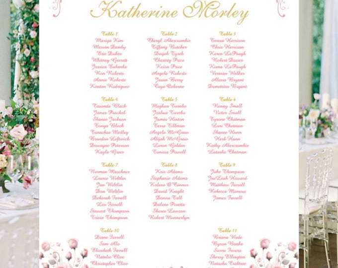 Blush Floral Wedding Seating Chart Sign II – Elegant Reception Seating Poster – Printed Wedding Sign | lovebirdslane SC-07241P