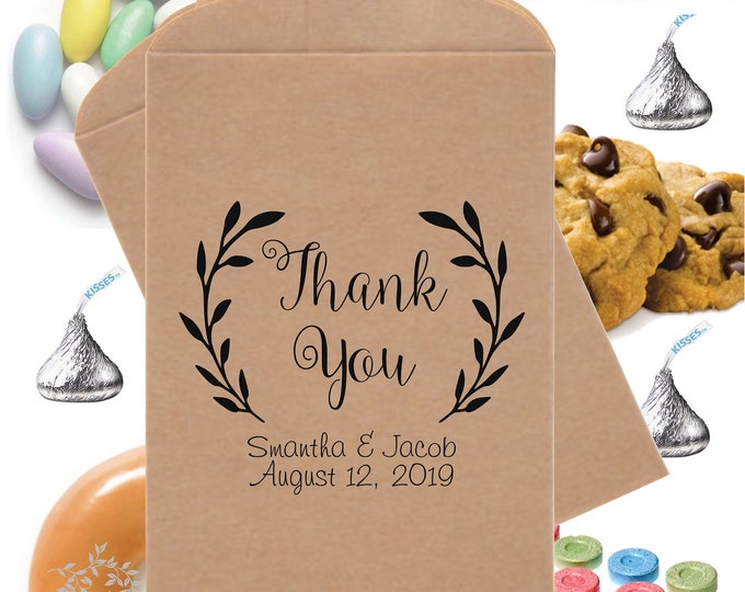 Personalized Wedding Favor Bag Bridal Shower Thank You Candy Buffet Bags Snack Bar Buffet Bags Treat Bags Ticket Bag Holder