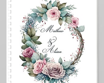 Blush Pink & Blue Rose Botanical Ultimate Wedding Planner 10x11 inches #weddingplanner  WP0804-4