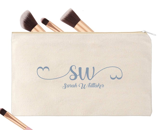 Personalized Name Monogram Makeup Bag Wedding Favor Bridesmaid Gift #MB-1010-4