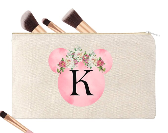 Mouse Ears Personalized Name Monogram Makeup Bag Wedding Favor Bridesmaid Gift #MB-1010-5